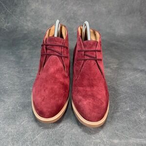 Womens Red Suede Leather Ankle Boots Lace Up Casual Comfort Shoes